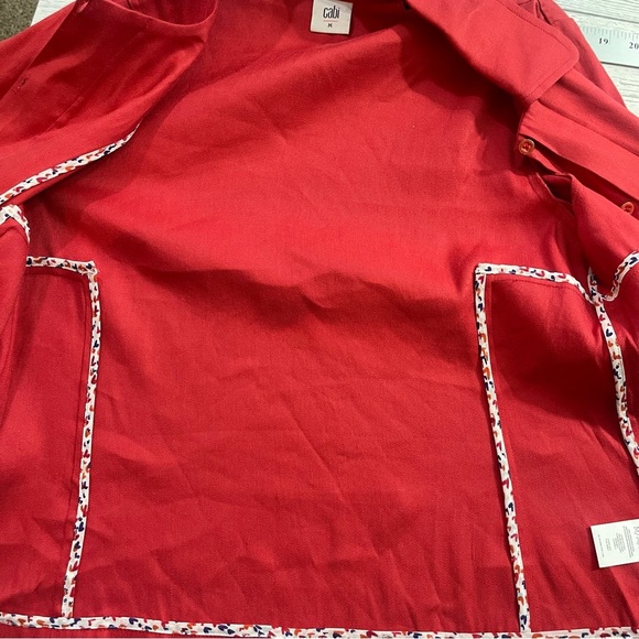CAbi Valentine Linen Blend Double Placket Button Red Blazer Medium - Picture 9 of 11